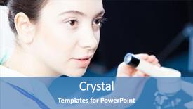  Presentation with young students working in groups - Presentation design featuring young doctor working with microscope background and a  colored foreground