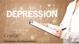  Presentation with writing notes - Theme with young-doctor-writing-down-notes background and a coral colored foreground