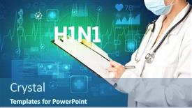  Presentation with h1n1 - PPT theme consisting of young-doctor-writing-down-notes background and a ocean colored foreground