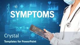  Presentation with symptoms - PPT theme consisting of young-doctor-writing-down-notes background and a ocean colored foreground