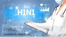  Presentation with h1n1 - Slide set having young-doctor-writing-down-notes background and a light blue colored foreground