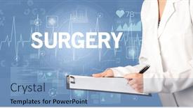  Presentation with surgery - Presentation theme featuring young-doctor-writing-down-notes background and a light blue colored foreground