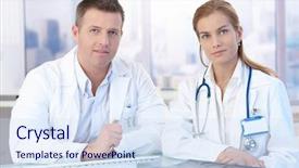  Presentation with consulting - Slide deck enhanced with young doctors sitting at desk in office consulting background and a sky blue colored foreground