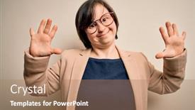  Presentation with down syndrome - Audience pleasing slides consisting of young-down-syndrome-business-woman backdrop and a coral colored foreground