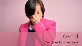  Presentation with down syndrome - Slide deck consisting of young-down-syndrome-business-woman background and a coral colored foreground