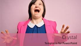  Presentation with business pink - Amazing presentation design having young-down-syndrome-business-woman backdrop and a coral colored foreground
