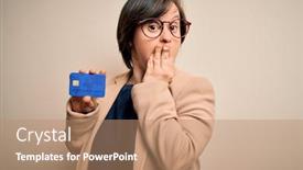  Presentation with payment - Presentation design with young-down-syndrome-business-woman background and a coral colored foreground