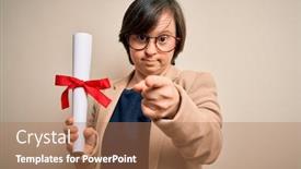  Presentation with down syndrome - Presentation consisting of young-down-syndrome-business-woman background and a coral colored foreground