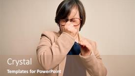  Presentation with down syndrome - PPT theme having young-down-syndrome-business-woman background and a coral colored foreground