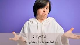  Presentation with hands down - Beautiful presentation theme featuring young-down-syndrome-sports-woman backdrop and a mint green colored foreground