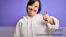  Presentation with sports - Audience pleasing slide set consisting of young-down-syndrome-sports-woman backdrop and a light gray colored foreground