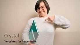  Presentation with down syndrome - Audience pleasing presentation theme consisting of young-down-syndrome-student-woman backdrop and a coral colored foreground