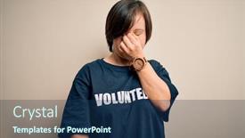  Presentation with down syndrome - Colorful PPT theme enhanced with young-down-syndrome-volunteer-woman backdrop and a ocean colored foreground