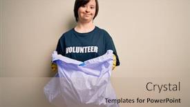  Presentation with down syndrome - Amazing slide deck having young-down-syndrome-volunteer-woman backdrop and a mint green colored foreground