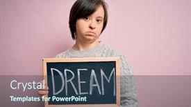  Presentation with down syndrome - Beautiful presentation featuring young-down-syndrome-woman-holding backdrop and a ocean colored foreground