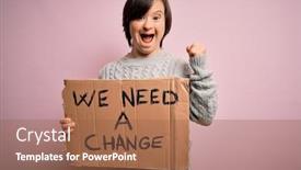  Presentation with down syndrome - Cool new PPT theme with young-down-syndrome-woman-holding backdrop and a tawny brown colored foreground