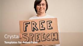  Presentation with woman rights - Slide deck featuring young-down-syndrome-woman-holding background and a coral colored foreground