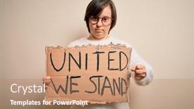  Presentation with woman rights - Presentation featuring young-down-syndrome-woman-holding background and a coral colored foreground