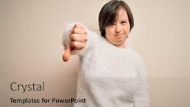  Presentation with down syndrome - Beautiful presentation theme featuring young-down-syndrome-woman-standing backdrop and a coral colored foreground