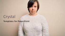  Presentation with down syndrome - Audience pleasing presentation theme consisting of young-down-syndrome-woman-standing backdrop and a soft green colored foreground