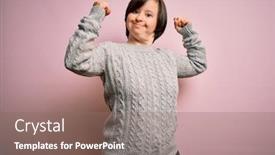  Presentation with down syndrome - Cool new PPT layouts with young-down-syndrome-woman-wearing backdrop and a gray colored foreground