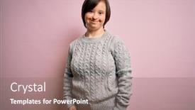 Presentation with down syndrome - Presentation design with young-down-syndrome-woman-wearing background and a gray colored foreground