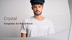  Presentation with driver - Slide set with young-driver-man-with-beard background and a light gray colored foreground