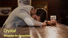  Presentation with pub - Slide deck with young drunk man sleeping background and a tawny brown colored foreground