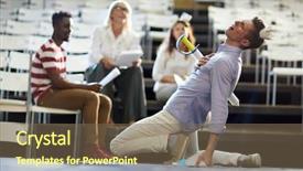  Presentation with dying - Colorful presentation design enhanced with young dying prince in paper backdrop and a violet colored foreground