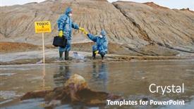  Presentation with dirty water - Colorful slide deck enhanced with young-ecologist-passing-sample backdrop and a tawny brown colored foreground