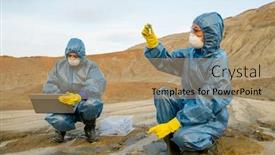  Presentation with rubber gloves - Audience pleasing PPT theme consisting of young-ecologists-in-rubber-gloves backdrop and a coral colored foreground
