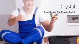  Presentation with electrician - Presentation theme featuring young-electrician-working-on-socket background and a  colored foreground