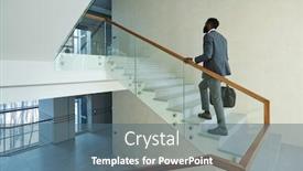  Presentation with upstairs - Beautiful slides featuring young-elegant-african-businessman backdrop and a ocean colored foreground