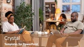  Presentation with kids reading book - Cool new PPT layouts with young-elegant-african-woman-reading backdrop and a coral colored foreground