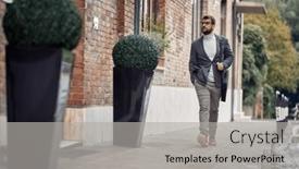  Presentation with rain city - Presentation design with young-elegant-and-handsome-man background and a  colored foreground