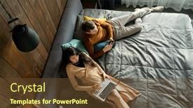  Presentation with scrolling - Presentation theme with young-elegant-asian-woman-using background and a tawny brown colored foreground