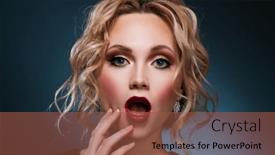  Presentation with makeup - Slide deck consisting of young-elegant-blond-woman-fashion background and a tawny brown colored foreground