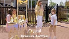  Presentation with lemonade - Colorful PPT theme enhanced with young-elegant-blond-woman backdrop and a coral colored foreground