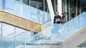  Presentation with new business ideas - Slide set featuring young-elegant-brunette-businesswoman background and a light blue colored foreground