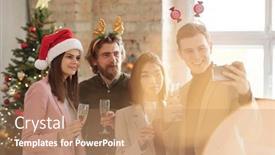  Presentation with elegant party - Beautiful presentation featuring young-elegant-business-partners backdrop and a coral colored foreground