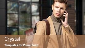  Presentation with modern elegant - Slide deck featuring young-elegant-businessman-in-beige background and a coral colored foreground