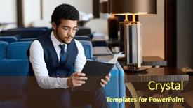  Presentation with elegant - PPT theme consisting of young-elegant-businessman-in-formalwear background and a  colored foreground