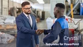 Presentation with young plant - Colorful slide deck enhanced with young-elegant-businessman-in-suit backdrop and a navy blue colored foreground