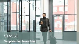  Presentation with scrolling - Colorful presentation design enhanced with young-elegant-businessman-scrolling backdrop and a gray colored foreground