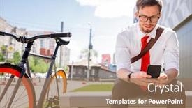  Presentation with elegant - Beautiful presentation design featuring young-elegant-businessman-watching-online backdrop and a coral colored foreground