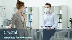  Presentation with xerox - Cool new theme with young-elegant-businessman-with-papers backdrop and a ocean colored foreground