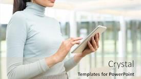  Presentation with scrolling - PPT theme with young-elegant-businesswoman-in-smart background and a lemonade colored foreground