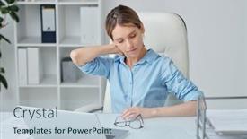  Presentation with zone - Theme consisting of young-elegant-businesswoman-with-tense background and a light blue colored foreground