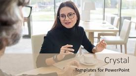  Presentation with perspectives - Slides consisting of young-elegant-female-broker background and a coral colored foreground