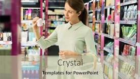  Presentation with plastic product - Slide set featuring young-elegant-female-consumer background and a soft green colored foreground